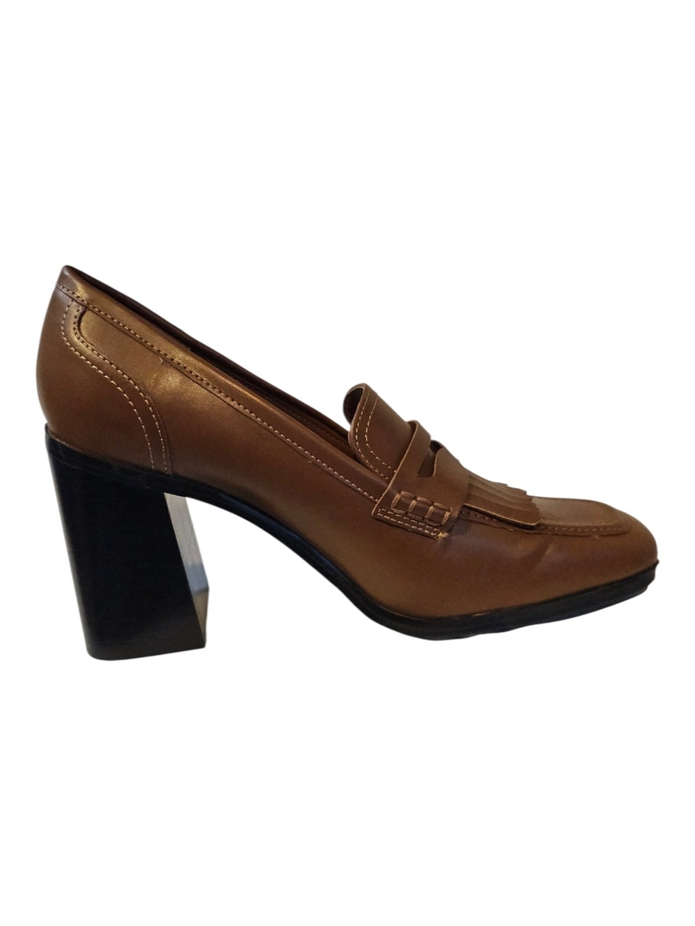 Marc Fisher Size 10 Hamish Block Heel Kiltie Penny Loafer Brown - Picture 10 of 14